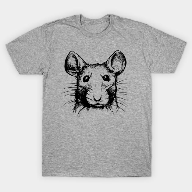 Rat Face Cute Mouse Portrait Sketch T-Shirt by Griffelkinn